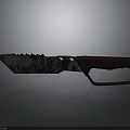 Rusty Serrated Blade Knife With Red Handle And Hole Design