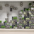Creative Vertical Garden Decor With Gray Cube Structure Green Plants And White Flowers