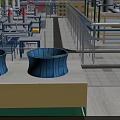 Industrial Factory Building Exterior View Featuring Roof Ventilation Units Metal Platforms And Piping