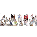 Modern multiplayer family child figures 3d model