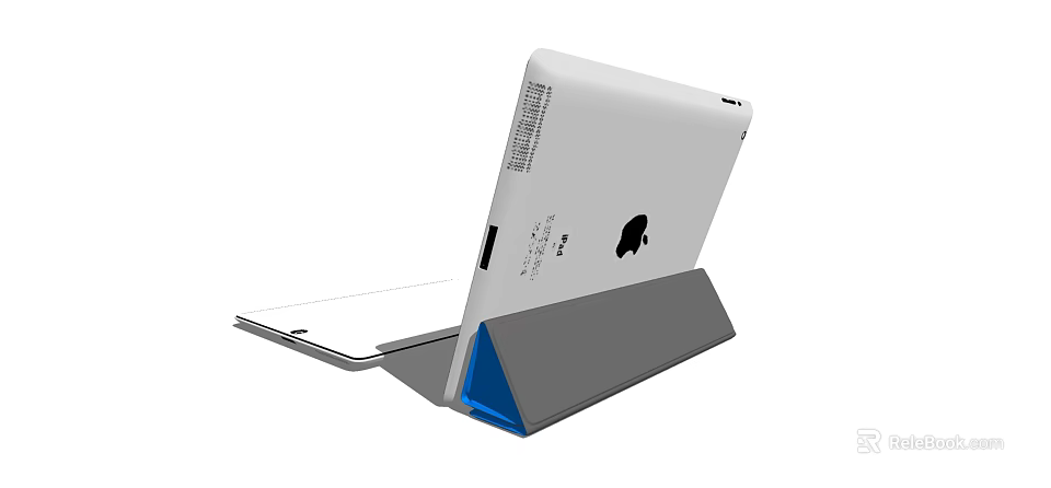 Tablet Stand Supporting White Device With Gray Blue Design And Back Logo Feature 3d model