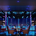 Modern Bar Interior Design With Stylish Lighting Comfortable Seating And Tables