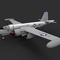White Military Aircraft With Propeller Engine Blue Red Tail And US Air Force Insignia
