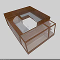 Wooden Display Cabinet Modern Structure With Open Shelves And White Countertop