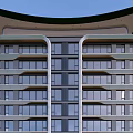 Modern High Rise Buildings With Glass Curtain Walls And Balcony Designs In Urban Area