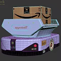 Yellow Automated Logistics Robot Transporting Amazon Packages In Warehouse Facility 3d model