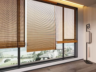 New Chinese Bamboo Curtain Roller Curtain 3d model