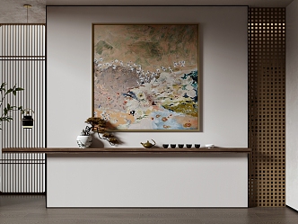 Zen New Chinese Hanging Painting High-end Art Hanging Painting New Chinese Abstract Decorative Painting Background Wall Hanging Painting 3d model