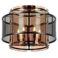 Industrial Style Ceiling Light With Black Metal Mesh And Warm Glow