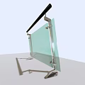 Modern Transparent Glass Fence With Metal Support Frames And Sleek Structure 3d model