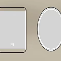 Rectangular and Oval Mirrors with Gold Frame White LED Light and Control Panel 3d model