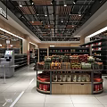 Well Stocked Supermarket General Merchandise Area With Shelves Shopping Carts And Products