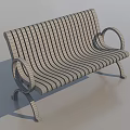 Wooden Slat Garden Landscape Bench With Curved Design And Metal Frame