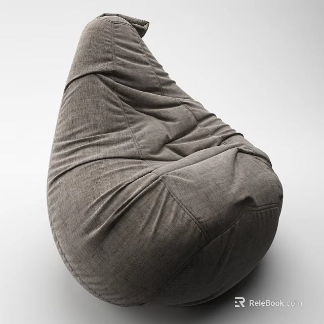 Comfortable Gray Bean Bag Chair With Soft Fabric Seating For Living Room Home 3d model 