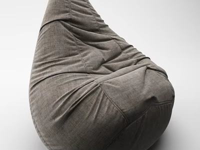 Comfortable Gray Bean Bag Chair With Soft Fabric Seating For Living Room Home 3d model