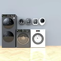 Modern White Stacked Washing Machine in Sleek Built in Laundry Cabinetry Design
