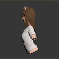 Anime Game Character With Cat Ears Brown Hair Blue Eyes Wearing White Cat Design Shirt