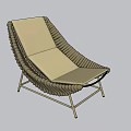 Woven Rope Leisure Chair With Beige Cushion And Modern Metal Frame Design