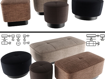 Modern sofa stool minotti Jacques footstool bag 3d model