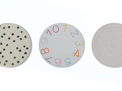 Round Rugs With Various Patterns Including Star Design Colorful Numbers And Woven Texture 3d model