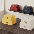 Stacked Various Colorful Decorative Ornament Boxes Set on Shelf and Table