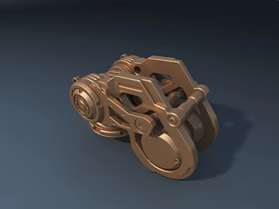 Golden Bronze Mechanical Car Model With Intricate Gear Design And 3D Rendering 3d model