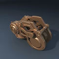 Golden Bronze Mechanical Car Model With Intricate Gear Design And 3D Rendering
