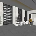 Modern Exhibition Hall Interior With Spacious Layout And Geometric Wall Designs