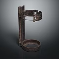Vintage Industrial Dark Metal Household Stand with Circular Base and Ring Design