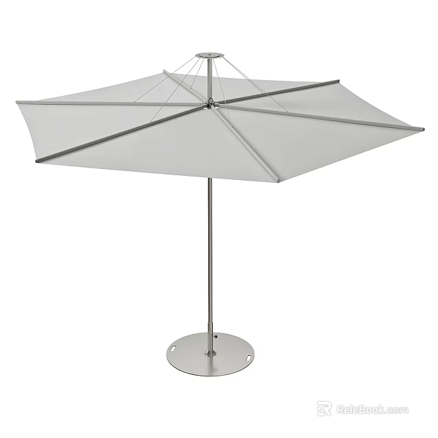 White Canopy Outdoor Umbrella With Sturdy Metal Frame And Round Base Design 3d model 