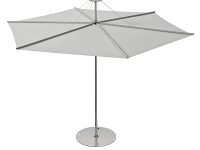 White Canopy Outdoor Umbrella With Sturdy Metal Frame And Round Base Design 3d model