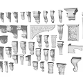 Ornamental Architectural Components With Carved Details And Classical Design Elements