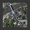 Modern Aerial View Of Charming Town With Colorful Houses Lush Trees And Winding Roads
