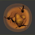 Orange Decorative Twig like Structure With Glowing Base On Dark Background