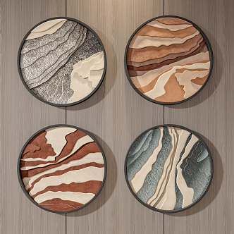 Modern round frame painting wall decoration 3d model