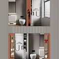Modern Bathroom Interior Design With Stylish Toilet Storage Cabinets And Mirror