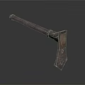 Medieval Handcrafted Axe With Wooden Handle And Metal Head Carved Details