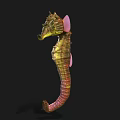 Striking Green And Pink Seahorse With Textured Body Curled Tail And Delicate Fins
