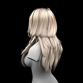 Game Movie Female Character 3D Model with Long Blonde Hair Upper Body on Black Background