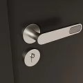 Modern Silver Metal Door Handle With Keyhole And Contemporary Design on Dark Door Surface