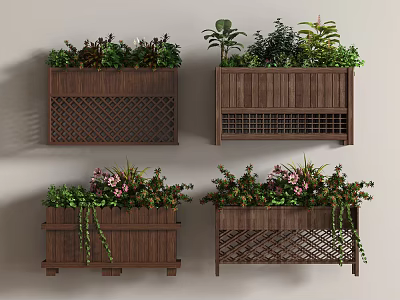 Modern anticorrosive wood flower box 3d model