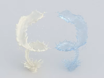 Dynamic Garden Ornament Featuring White And Blue Water Splashes In C Shape Design 3d model