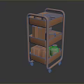 Stainless Steel Three Tier Rolling Cart With Metal Storage Containers And Wheels
