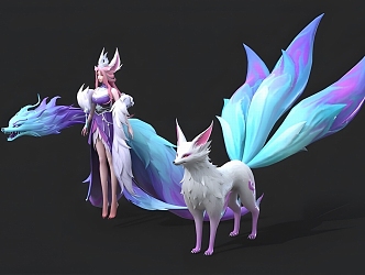 Nine-tailed fox demon 3d model