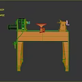 Orange Wood Lathe with Bench Control Panel and Chuck for Woodworking Projects
