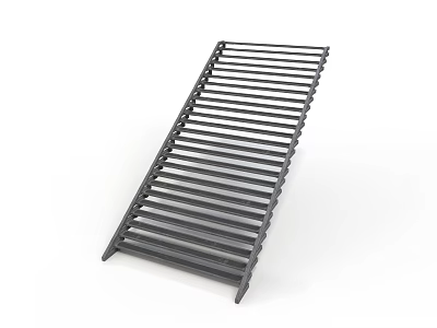 Long Black Metal Grille Rack With Durable Slats For Industrial Equipment 3d model