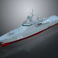 Modern Military Warship With Number 375 Red And White Hull Radar System And Deck
