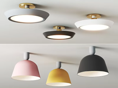 Modern Stylish Ceiling Lights With Round Dome Shaped Design In Multiple Colors 3d model