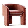 Brown Upholstered Accent Chair With Modern Curved Armrests And Stylish Comfortable Design