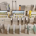 Various Security Turnstiles And Access Control Equipment For Entry Systems 3d model